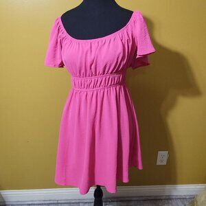 Queens & Angels Off-the-Shoulder Hot Pink Mini Dress M